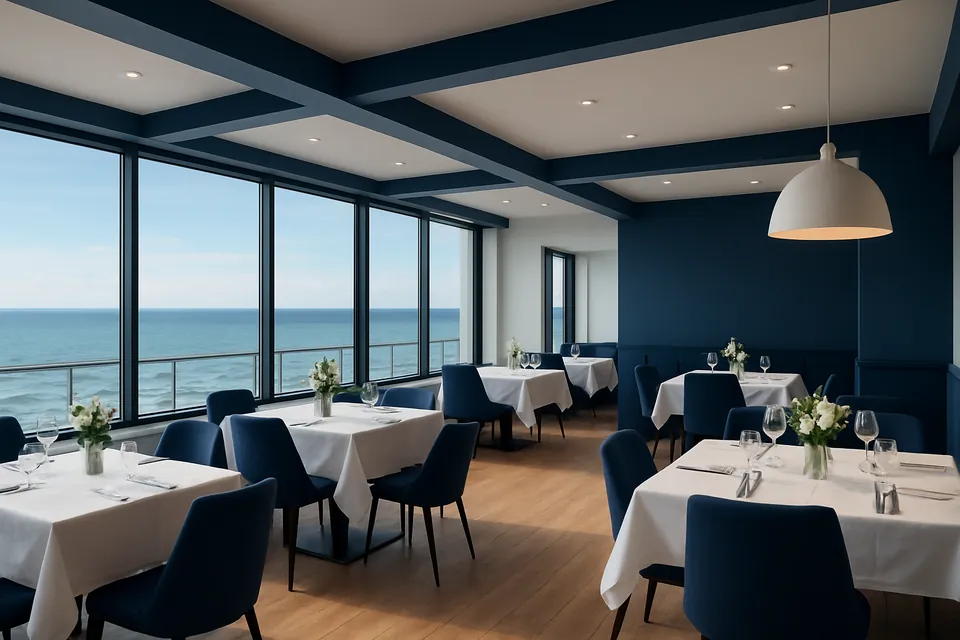 Modern gedeckter Tisch im Restaurant Lazur