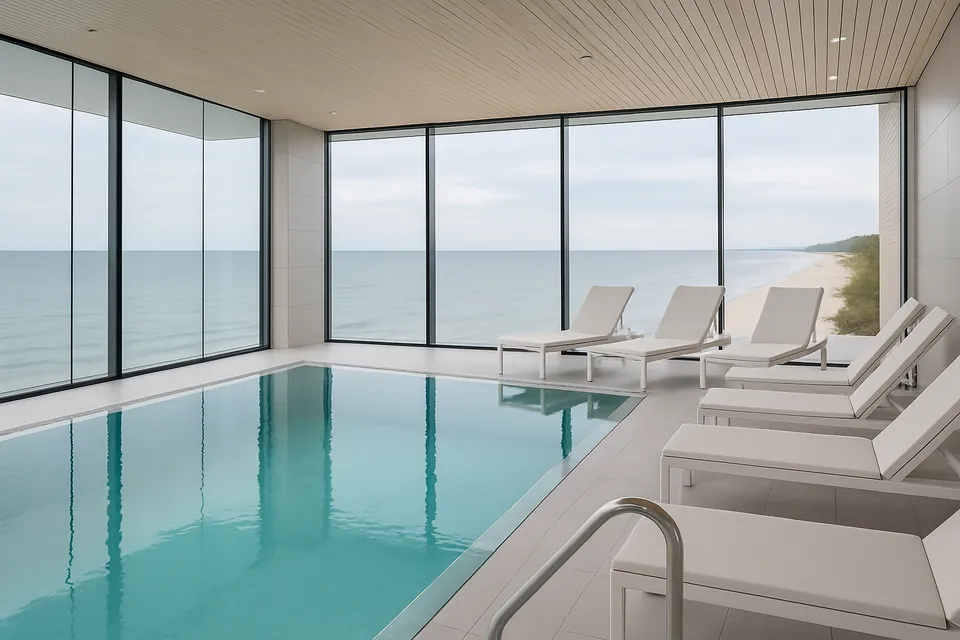 Innenpool mit entspannter Wellness-Atmosphäre